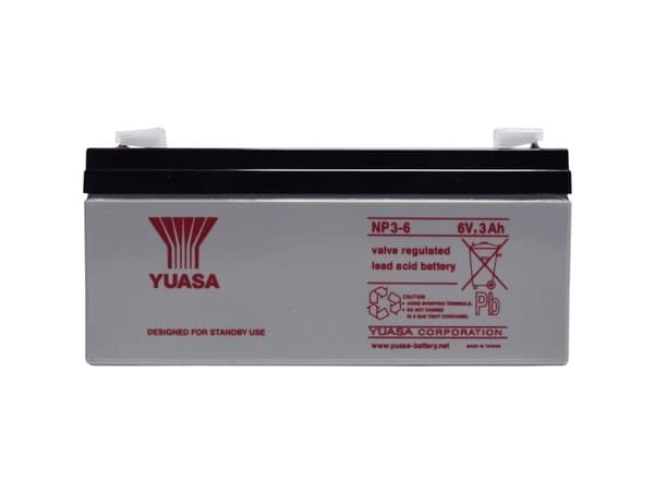 Yuasa NP3-6, Lyijyakut (VRLA), 6 V, valkoinen, 3000 mAh, 630 g