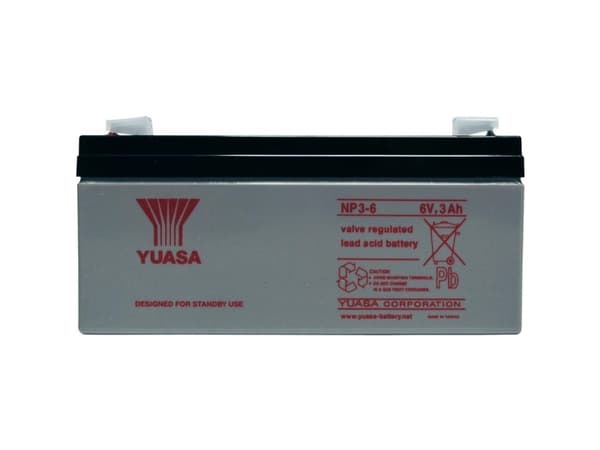 Yuasa NP3-6, Lyijyakut (VRLA), 6 V, valkoinen, 3000 mAh, 630 g