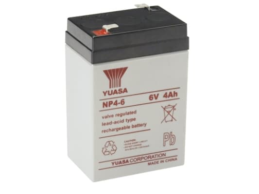 Yuasa NP4-6, Forseglet blysyre (VRLA), 6 V, Hvit, 4000 mAh, 870 g