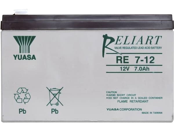 Yuasa RE7-12 Blybatteri 12 V 7 Ah Blyfleece (B x H x T) 151 x 98 x 65 mm Fladstik 6,35 mm Vedligeholdelsesfri