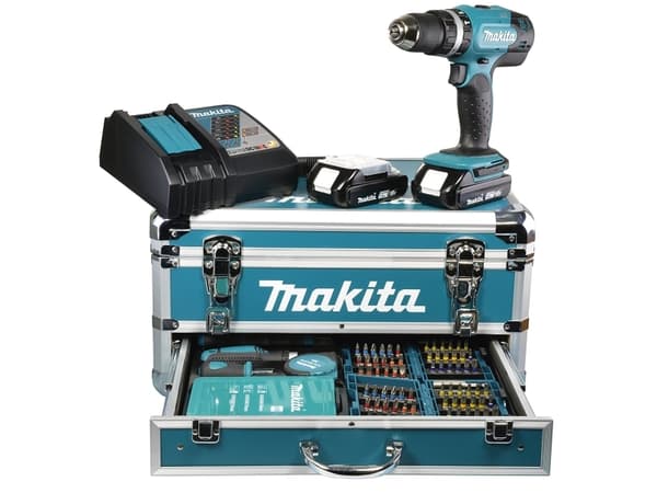 Makita DHP453RFX2 - Hammerbor/driver - trådløs - 2 hastigheter - nøkkelfri borhylse 13 mm - 42 N·m - 2 batterier - 18 V