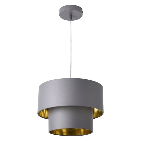 [lux.pro]® Taklampa Lopar-Ø30cm-textil-metall-grå-guld-E27-max.60W-230V, 50Hz