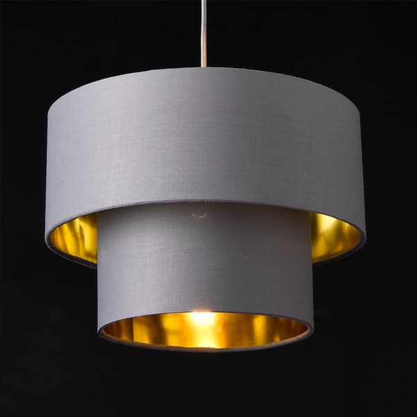 [lux.pro]® Taklampa Lopar-Ø30cm-textil-metall-grå-guld-E27-max.60W-230V, 50Hz