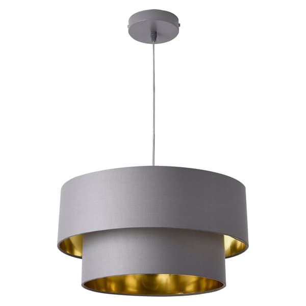 [lux.pro]® Taklampa Lopar-Ø40cm-textil-metall-grå-guld-E27-max.60W-230V, 50Hz