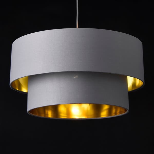 [lux.pro]® Taklampa Lopar-Ø40cm-textil-metall-grå-guld-E27-max.60W-230V, 50Hz