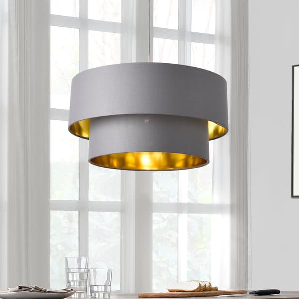 [lux.pro]® Taklampa Lopar-Ø40cm-textil-metall-grå-guld-E27-max.60W-230V, 50Hz