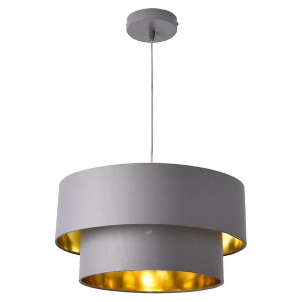 [lux.pro]® Taklampa Lopar-Ø40cm-textil-metall-grå-guld-E27-max.60W-230V, 50Hz