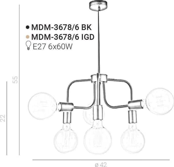 Italux Kristy MDM-3678/6 BK hengelampe