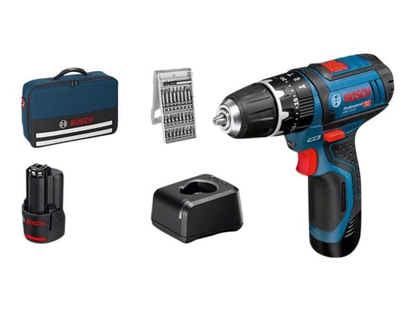 Bosch GSB Professional 12V-15 - Hammerbor/driver - trådløs - 2 hastigheter 10 mm - 30 N·m - 2 batterier - 12 V