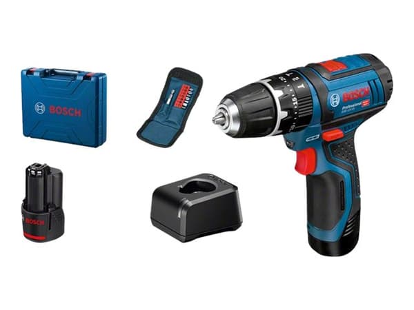 Bosch GSB Professional 12V-15 - Drill/driver - trådløs - 2 hastigheter 10 mm - 30 N·m - 2 batterier - 12 V