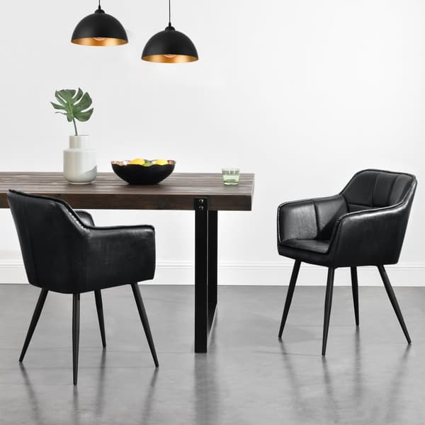 Karmstol Birmingham 79x56x53,5cm metall mocka-känsla svart [en.casa]