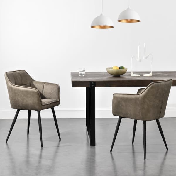 Karmstol Birmingham 79x56x53,5cm metall mocka-känsla taupe [en.casa]