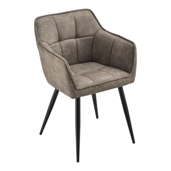 Karmstol Birmingham 79x56x53,5cm metall mocka-känsla taupe [en.casa]