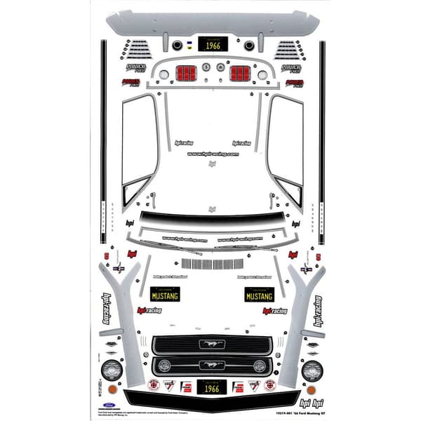 HPI Racing 17519 1:10 Kaross 1966 Ford Mustang Gt Body 200 mm Olackerad, ej utskuren