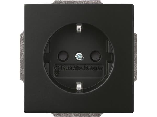 ABB Future pistorasia yksittäinen, suojuksella, mattamusta (RAL9005), 250V 16A, Schuko- ja sulakesuojaus. Puolivalmis musta