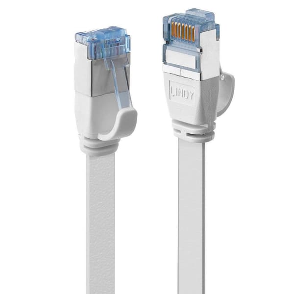 LINDY 47544 RJ45 Nätverkkabel, Patchkabel CAT 6A U/FTP 5.00 m Vit med låsskydd 1 st