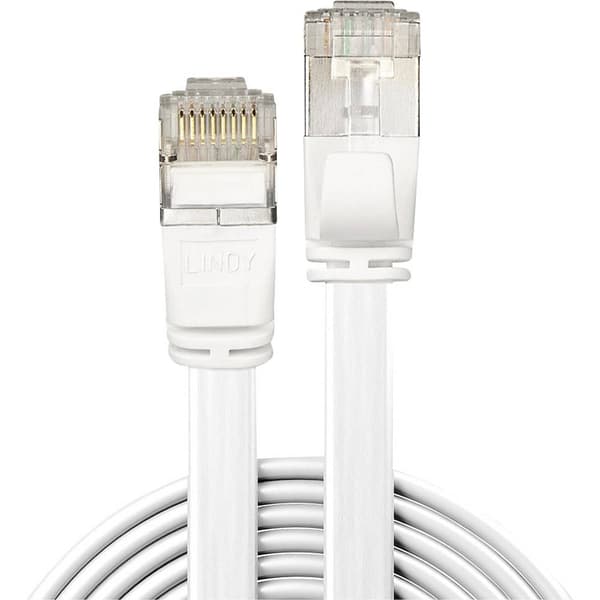 LINDY 47544 RJ45 Nätverkkabel, Patchkabel CAT 6A U/FTP 5.00 m Vit med låsskydd 1 st