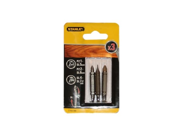 Stanley STA61380, 3 styck, Pozidriv, Öppning, Pz1/Sl5, Pz2/Sl6, Sl4-Sl7.2, 48 mm, Hexagonal