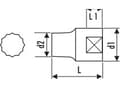 Pikkukuva 2 / 2: Tona Expert tuuman hylsy 12-kärkinen 1/2"; 11/16" (E117077)