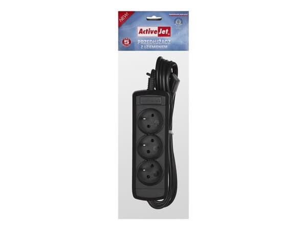 Activejet 3GNU-1,5M-C, 1,5 m, 3 AC-utgångar, inomhus, Typ E (FR), Typ E, Plast