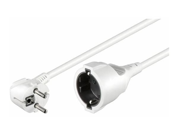 MicroConnect - Förlängningskabel för ström - 5 m - vänstervinklad kontakt