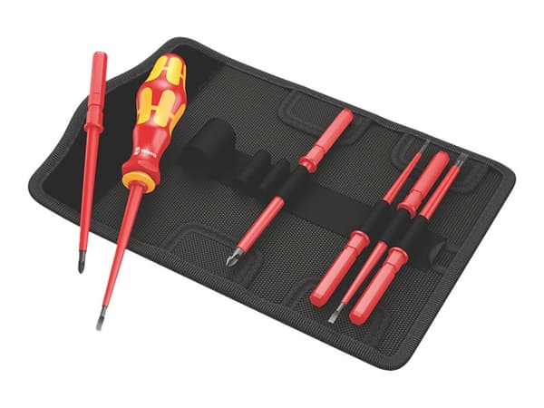 Wera Kraftform Kompakt VDE 7 Universal 1 - Screwdriver handle with bit set - 7 delar - isolering - i folding pouch