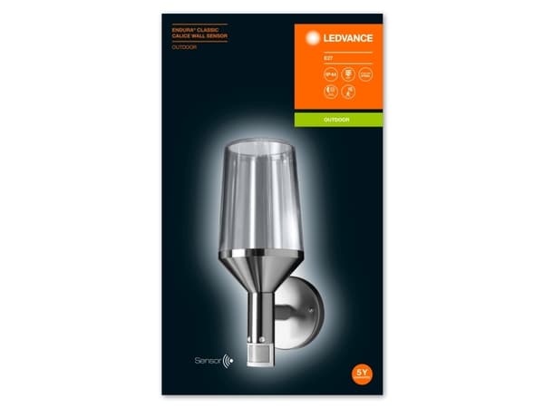 LEDVANCE ENDURA CLASSIC CALICE, Vegglys, Stål, Glass, Rustfritt stål, IP44, Inngang, Fasade, Gangsti, Terrasse, I