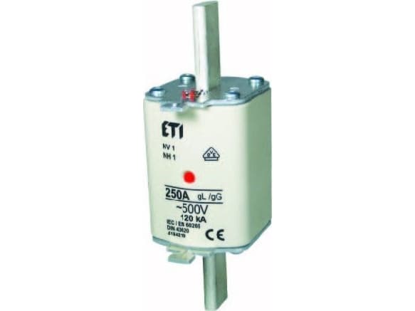 Sulake NH1 250A gG, 500V AC, katkaisukyky 120kA, standardi IEC 60269-1, IEC 60269-2. Tilanilmaisimella varustettuna