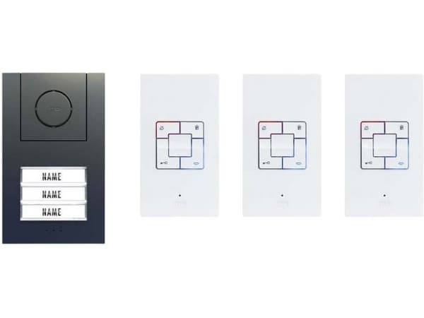 m-e modern-electronics Vistus AD ALU 4030 A Dørsamtaleanlæg Bredbånd Komplet sæt 3-familiehus Antracit