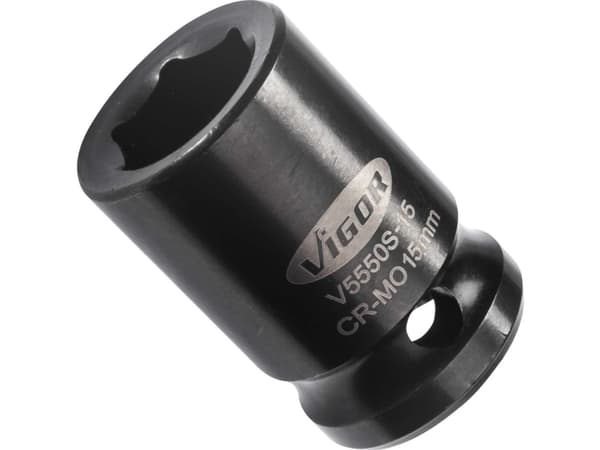 Vigor V5550S-15, Stikkontakt, 1/2", Metrisk, 1 hoder, 15 mm, Gloss