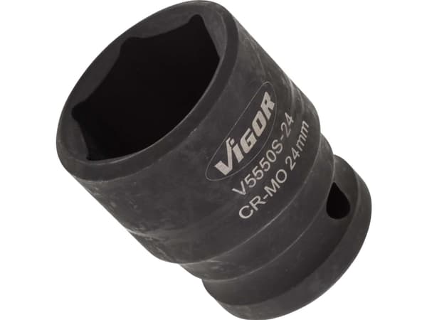 Vigor V5550S-24, Stikkontakt, 1/2", Metrisk, 1 hoder, 24 mm, Matt