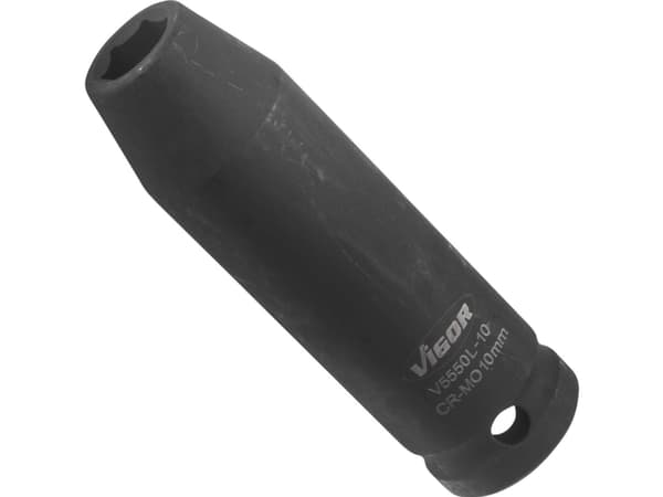Vigor V5550L-10, Stikkontakt, 1/2", Metrisk, 1 hoder, 10 mm, Matt