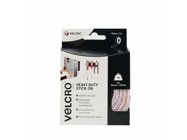 Velcro VEL-EC60242, Valkoinen, 50 mm, 1 m, 1 kpl, Laatikko