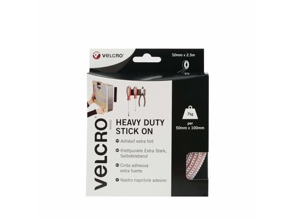 Velcro VEL-EC60246, Valkoinen, 50 mm, 2,5 m, 1 kpl, Laatikko