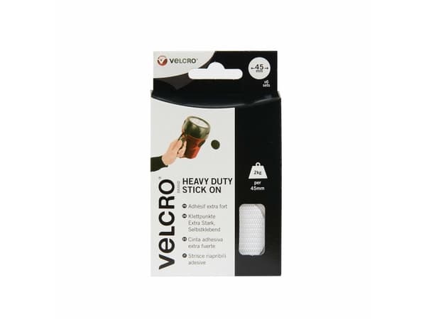 Velcro VEL-EC60249, Valkoinen, 45 mm, 6 kpl, Laatikko