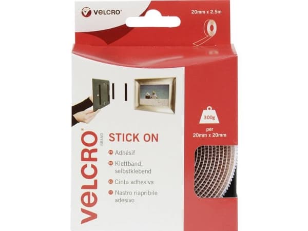 VELCRO® VEL-EC60214 Burrebånd til fastlimning Burrebånd statisk loop del (L x B) 2500 mm x 20 mm Hvid 2.5 m