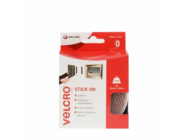 VELCRO® VEL-EC60214 Burrebånd til fastlimning Burrebånd statisk loop del (L x B) 2500 mm x 20 mm Hvid 2.5 m