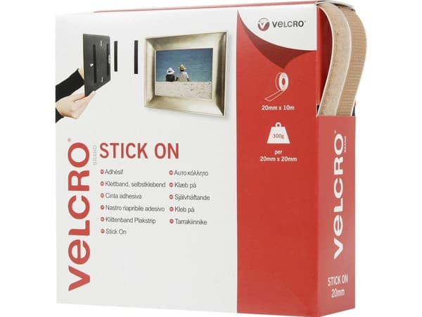VELCRO® VEL-EC60221 Burrebånd til fastlimning Burrebånd statisk loop del (L x B) 10000 mm x 20 mm Beige 10 m