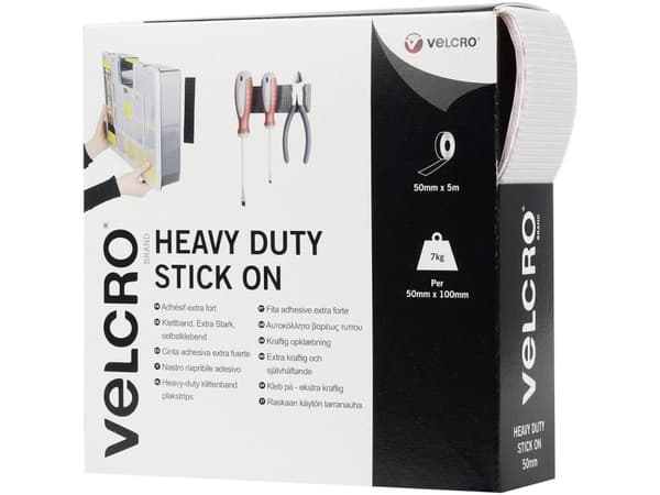 Velcro VEL-EC60244, Valkoinen, 50 mm, 5 m, 1 kpl, Laatikko
