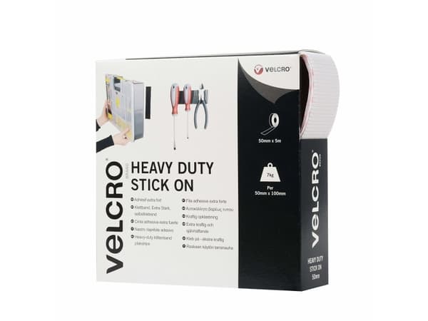 Velcro VEL-EC60244, Valkoinen, 50 mm, 5 m, 1 kpl, Laatikko