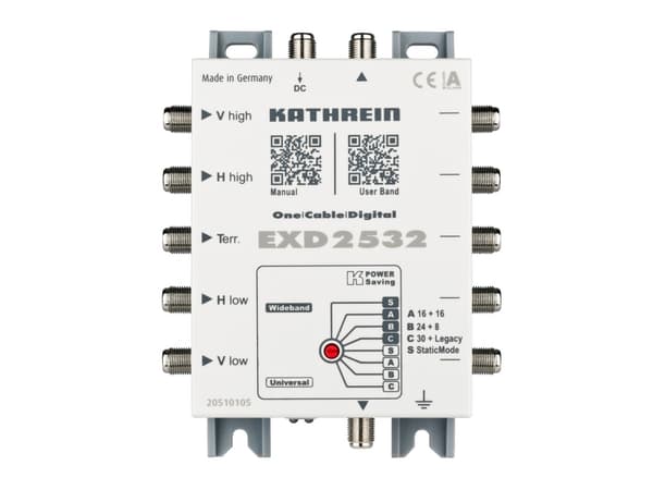 Kathrein EXD 2532, 5 lähtöä, 32 tuloa, 300 - 2350 MHz, 5 - 862 MHz, 1,5 dB, 3 dB