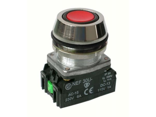 Promet Control tryckknapp 30mm röd 1Z 1R 0P med självretur - W0-NEF30-UK XY C