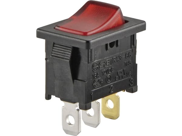 TRU COMPONENTS Vippbrytare TC-R13-66B-02 LED 12V/DC 12 V/DC 16 A 1 x Av/på Klickande 1 st