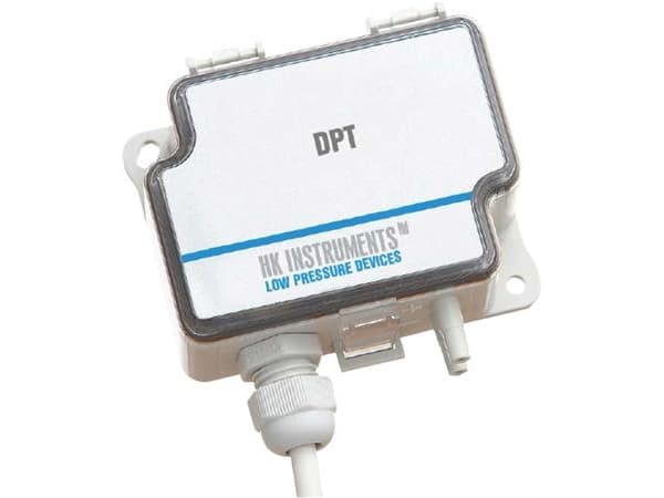 SYSTEMAIR Tryktransmitter DPT 2500 Pa inkl. studs og måleslange. For registrering af tryk i kanal og kontrol og regulering af røgventilator.