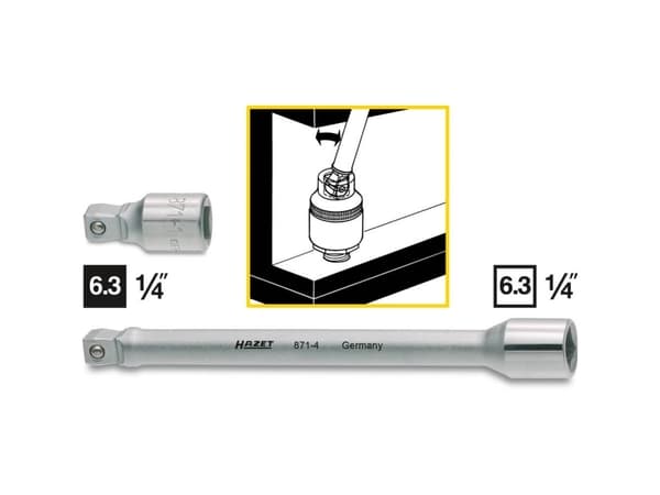 HAZET 871-1, Pistorasia, 1/4", Metrinen/brittiläinen, 1 pää(t), 6.3 mm, 2,5 cm