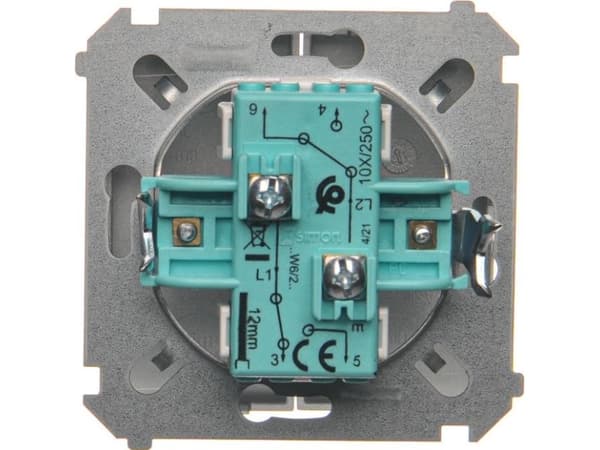 Kontakt-Simon BMW6/2.01/43, Muovi, Hopea, IP20, IP44, 230 V, 10 A, 75 mm