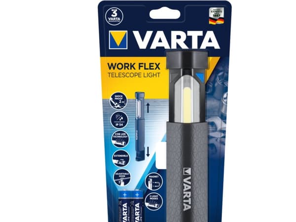 Varta Work Flex, LED, IPX4, Musta