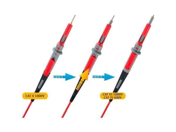 VOLTCRAFT MS-4PS, Test lead set, Svart, Röd, 1 m, 600 - 1000 V, 10 A, Rak