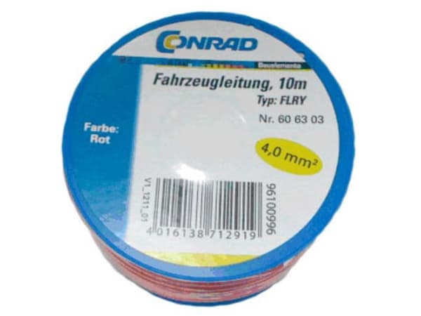 Conrad 606303, 10 m, Röd, 4 mm ², -40 - 90 ° C, RoHS, 3,5 mm