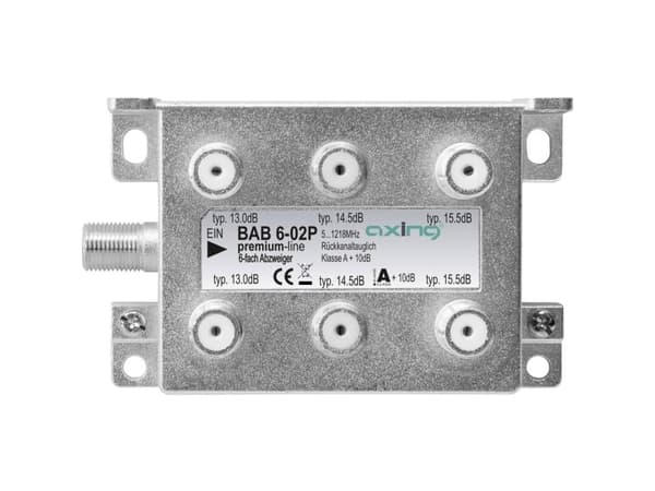 Axing BAB 6-02P, Kabelspillter, 5 - 1218 MHz, Grå, A, 15,5 dB, F